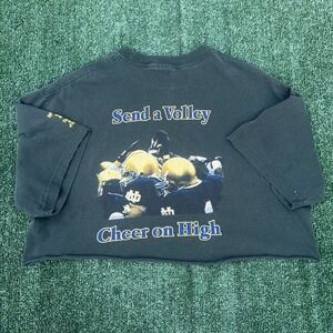 Vintage Notre Dame T-Shirt Womens XL Green Crop Top 23.5x17" Fighting‎ Irish Y2K